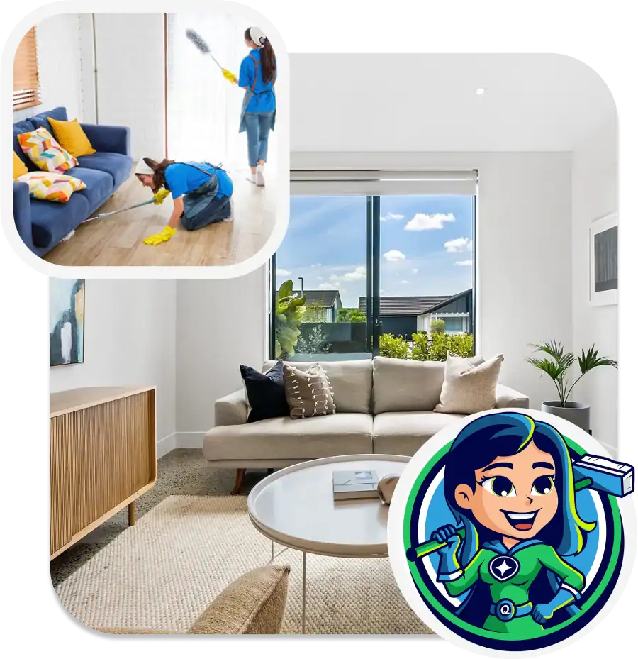 Photo-Collage-for-Clean-House,-Logo,-And-Maid-With-Quality-Cleaners